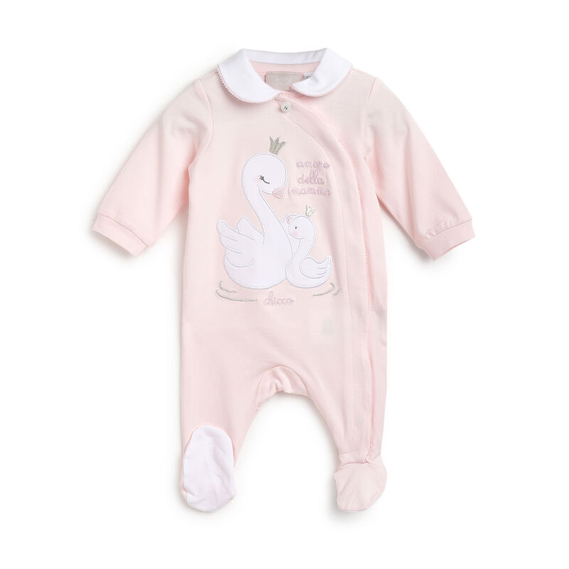 Girls Light Pink Applique Front Opening Babysuit image number 0